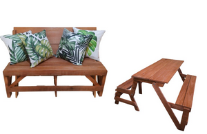 Banco Que Vira Mesa com 4 Almofadas Decorativas- 1,80m