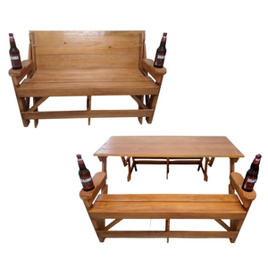 Banco Que Vira Mesa Com Braços Porta Copos e Abridor de Garrafas - 8 Lugares -2,00m