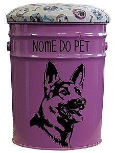 Porta Ração / Banqueta Pastor Alemão (Rosa)