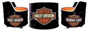 Kit Tema Harley Davidson - Mesa de Centro + 2 Poltronas de tambor