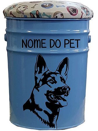 Porta Ração / Banqueta Pastor Alemão (Azul)