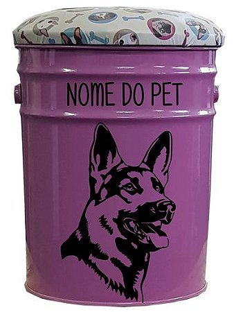 Porta Ração / Banqueta Pastor Alemão (Rosa)