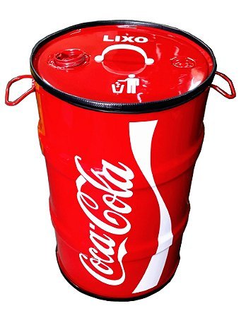 Lixeira de Tambor 80 Litros - Tema Coca Cola
